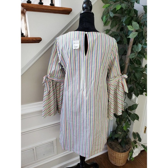 ICE Women's Striped Polyester Round Neck Long Sleeve Knee Length Dress Size 6 - Picture 7 of 12